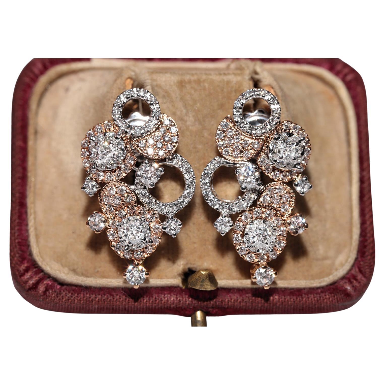 18k White Gold Natural Diamond Decorared Drop Earring