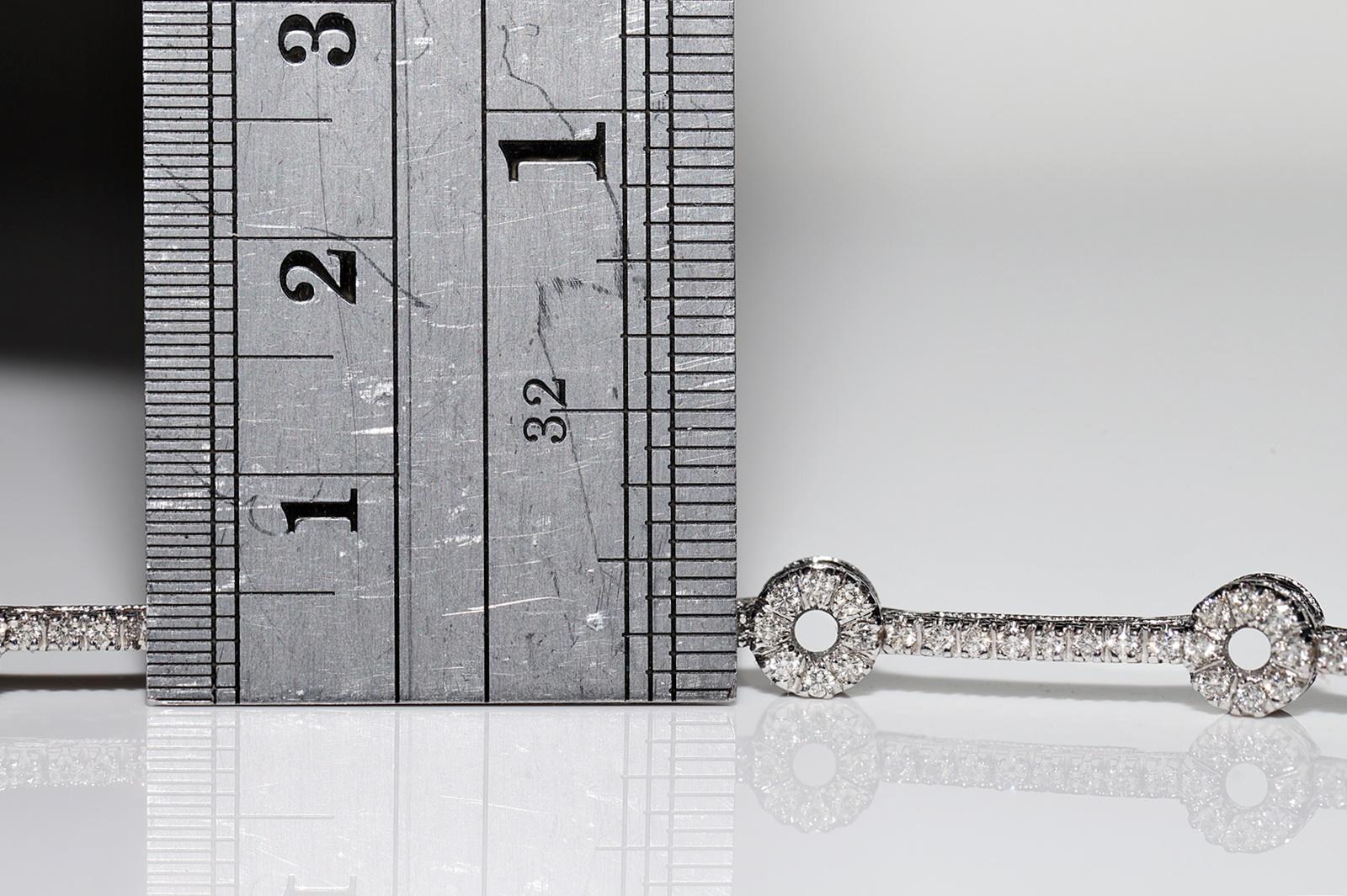 18k White Gold Natural Diamond Decorated Bracelet  For Sale 6