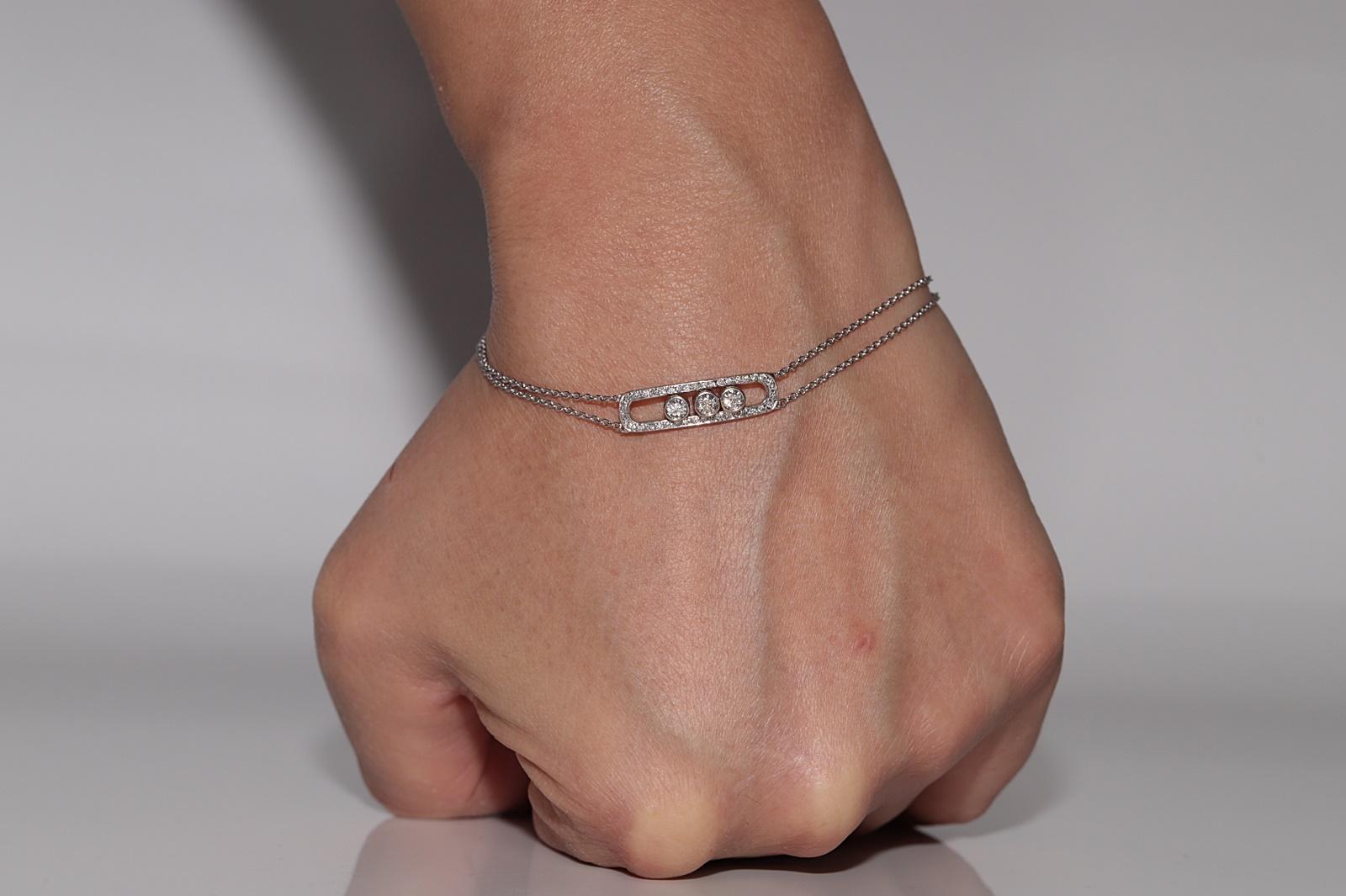 Bracciale decorato con diamanti naturali in oro bianco 18 carati in vendita 11