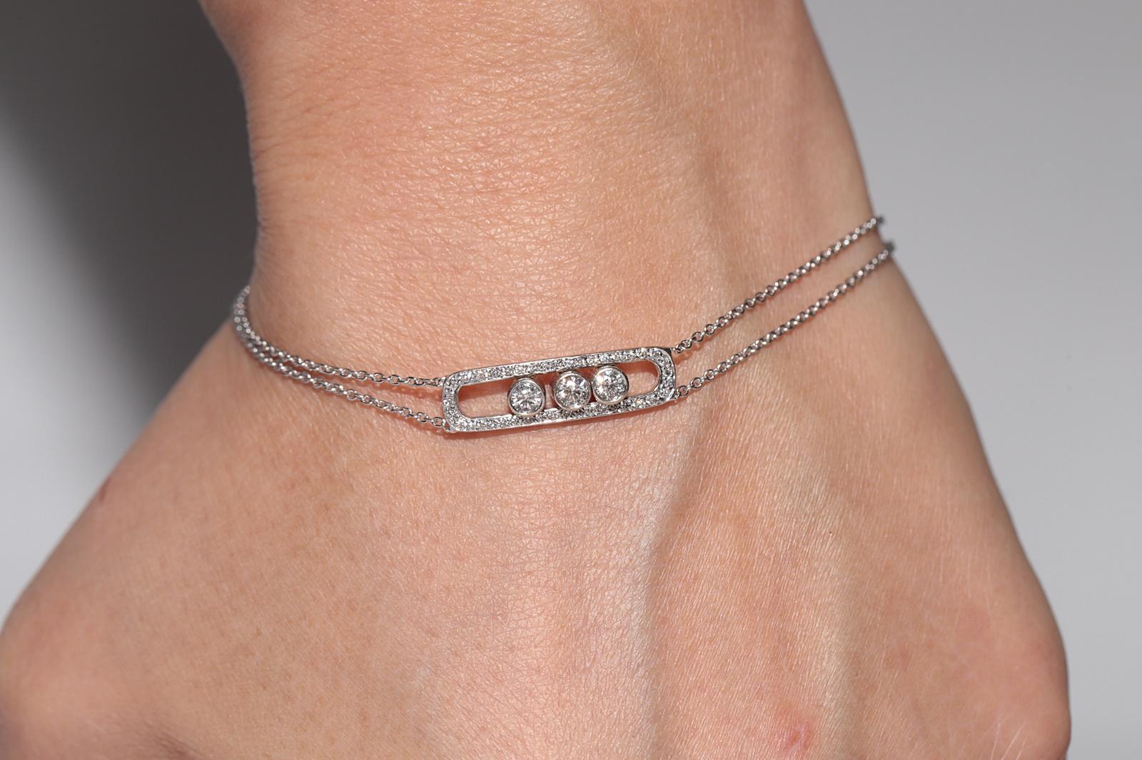 Bracciale decorato con diamanti naturali in oro bianco 18 carati in vendita 12