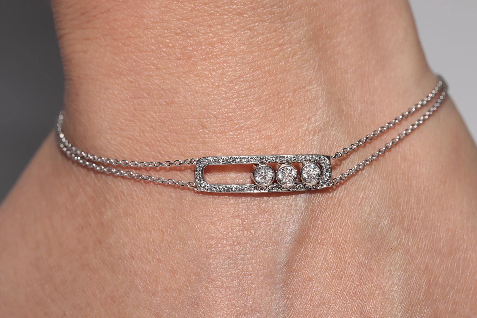 Bracciale decorato con diamanti naturali in oro bianco 18 carati in vendita 13