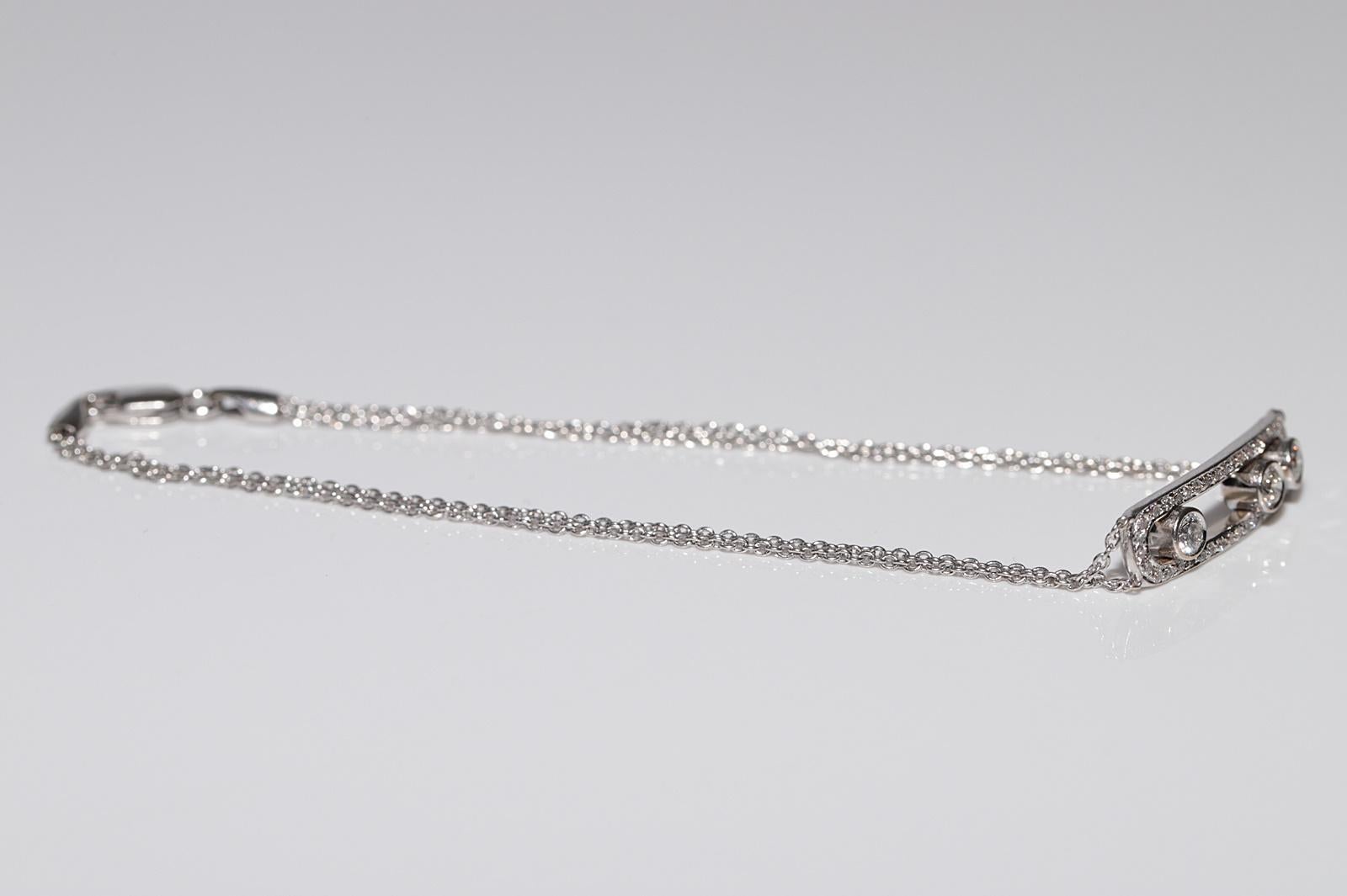 Bracciale decorato con diamanti naturali in oro bianco 18 carati In condizioni buone in vendita a Fatih/İstanbul, 34