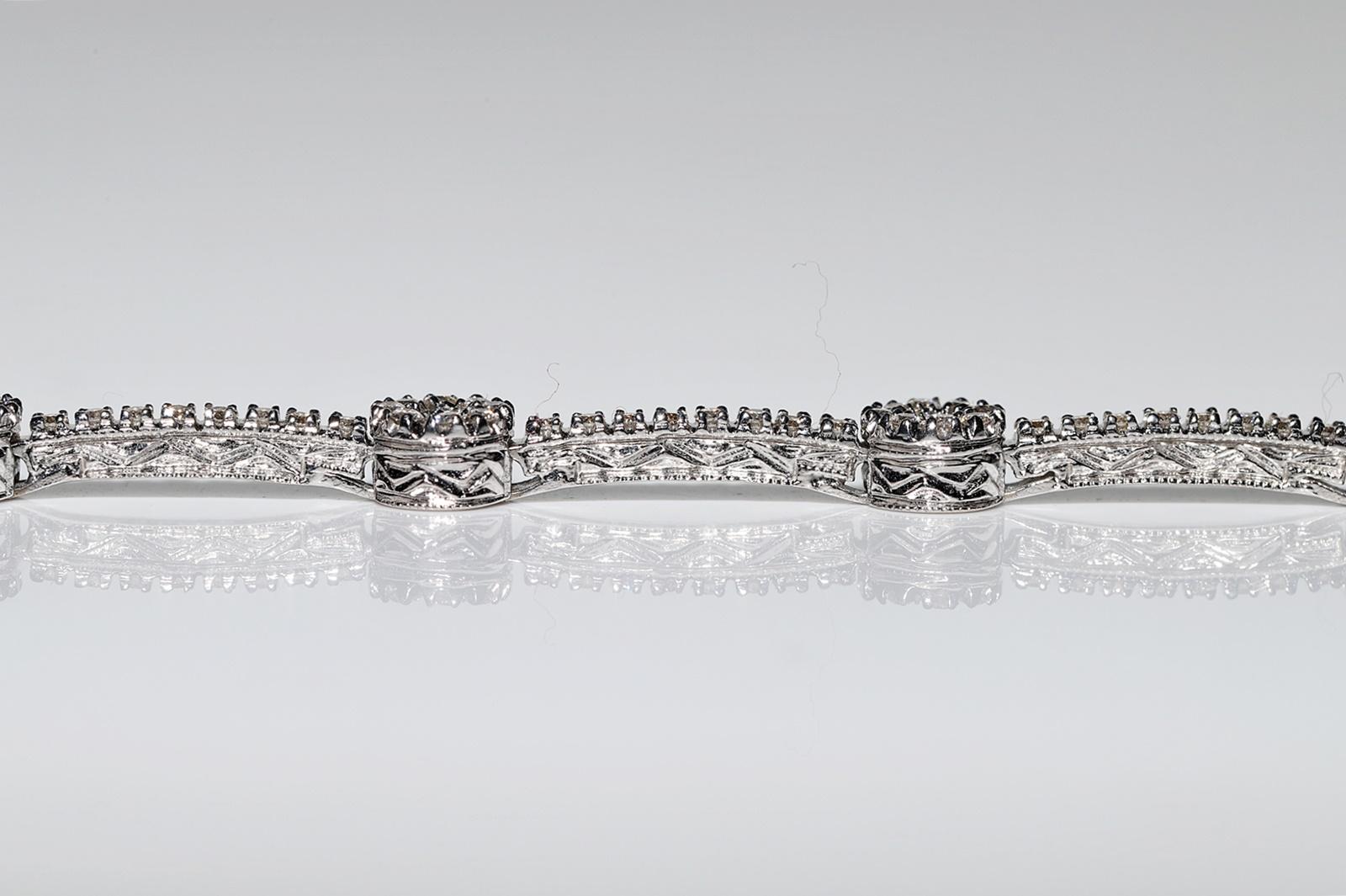 18k White Gold Natural Diamond Decorated Bracelet  For Sale 3