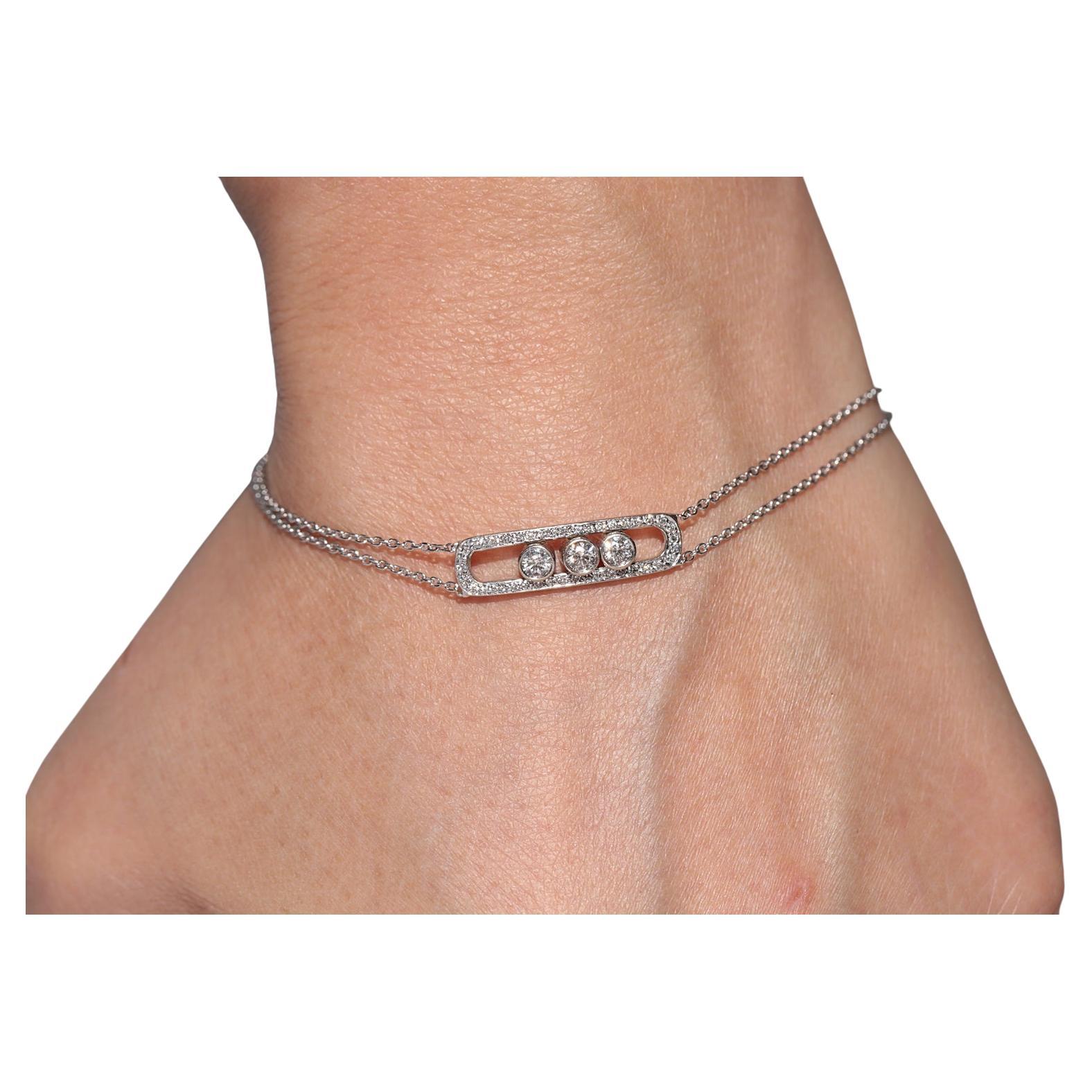 Bracelet décoré de diamants naturels en or blanc 18 carats