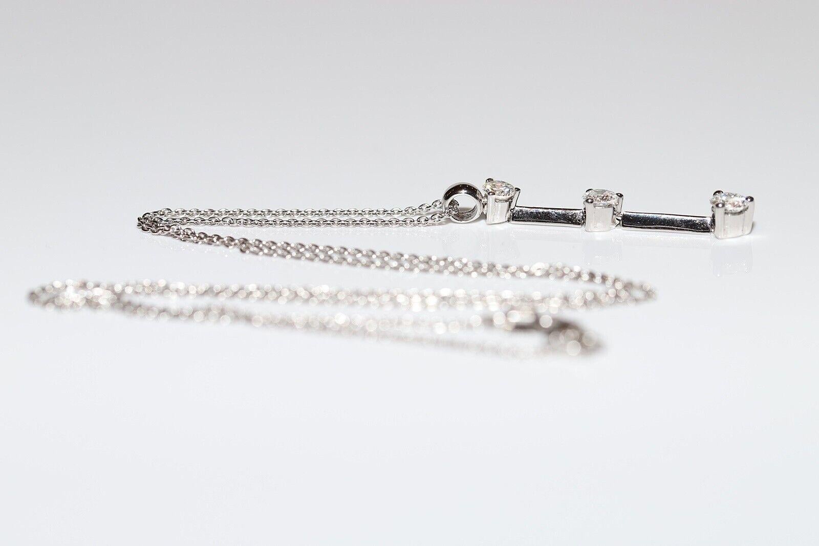 Collana con ciondolo a goccia decorato con diamanti naturali in oro bianco 18 carati in vendita 4