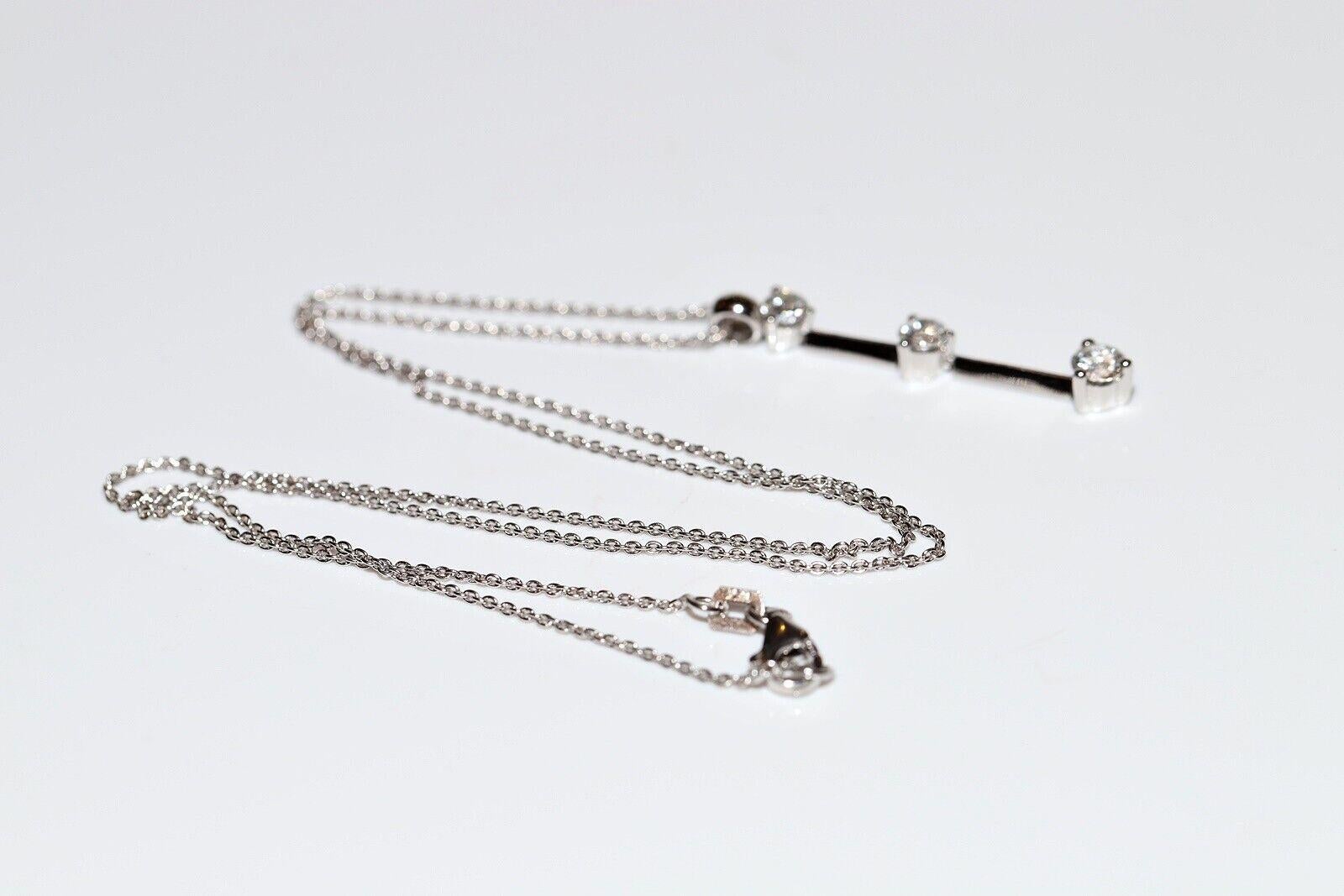 Collana con ciondolo a goccia decorato con diamanti naturali in oro bianco 18 carati in vendita 5