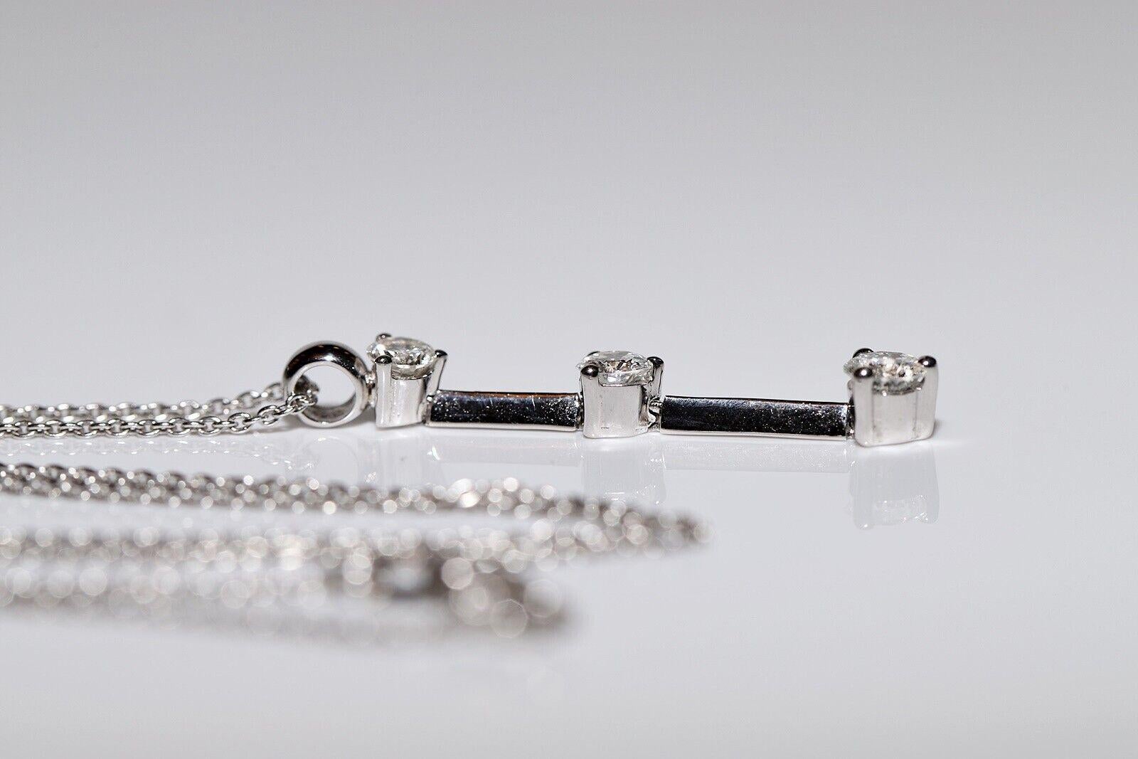 Collana con ciondolo a goccia decorato con diamanti naturali in oro bianco 18 carati in vendita 6