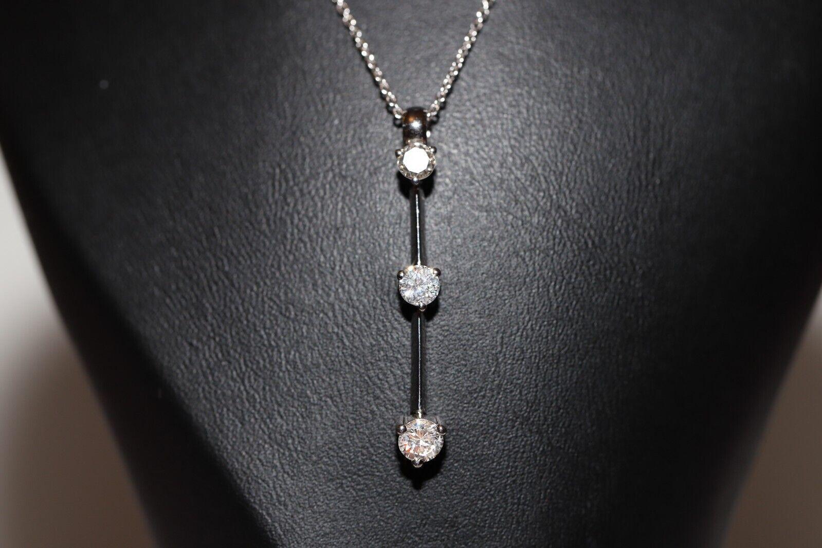 18k White Gold Natural Diamond Decorated Drop Pendant Necklace For Sale 7