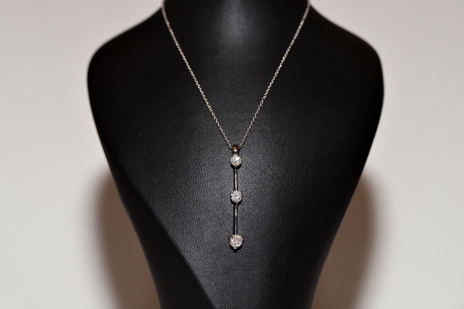 Collana con ciondolo a goccia decorato con diamanti naturali in oro bianco 18 carati in vendita 8