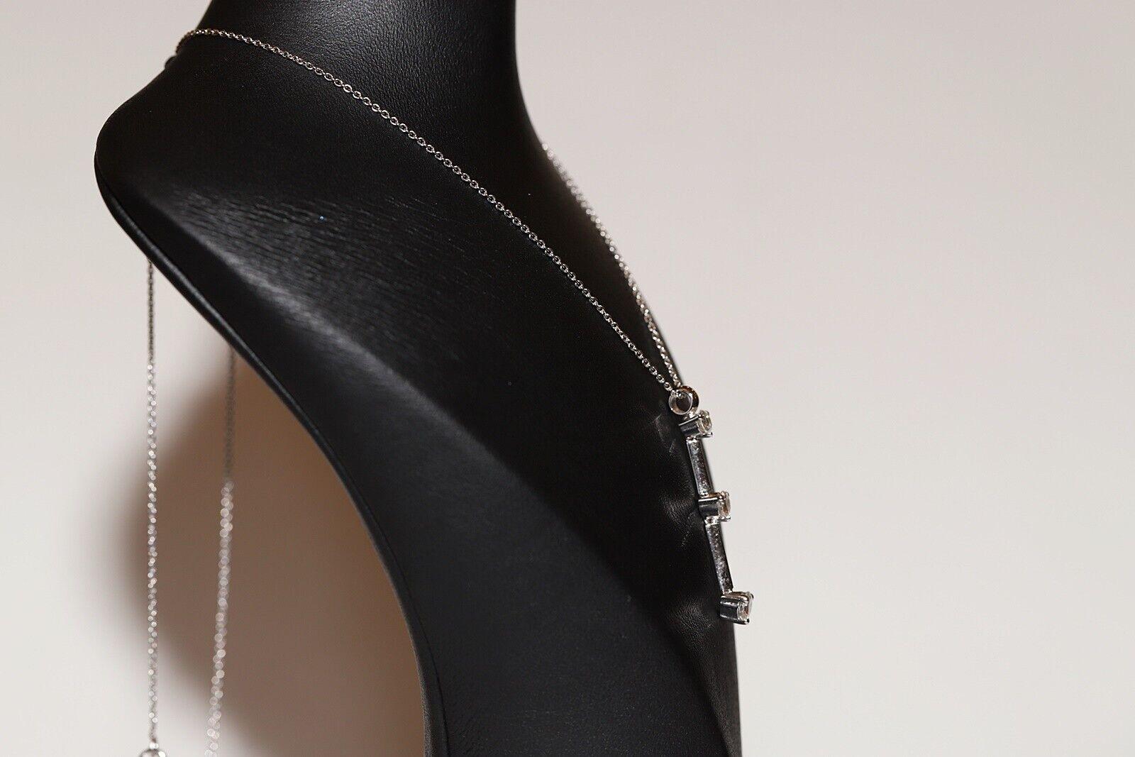 Collana con ciondolo a goccia decorato con diamanti naturali in oro bianco 18 carati in vendita 9