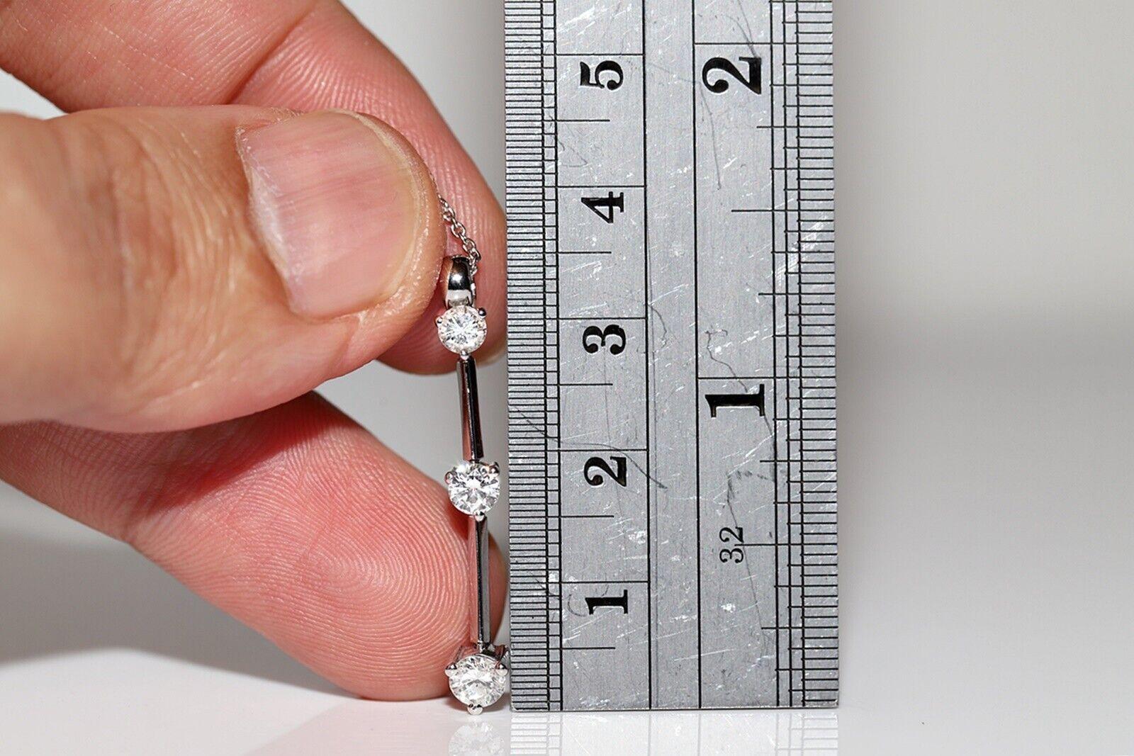 Collana con ciondolo a goccia decorato con diamanti naturali in oro bianco 18 carati in vendita 10