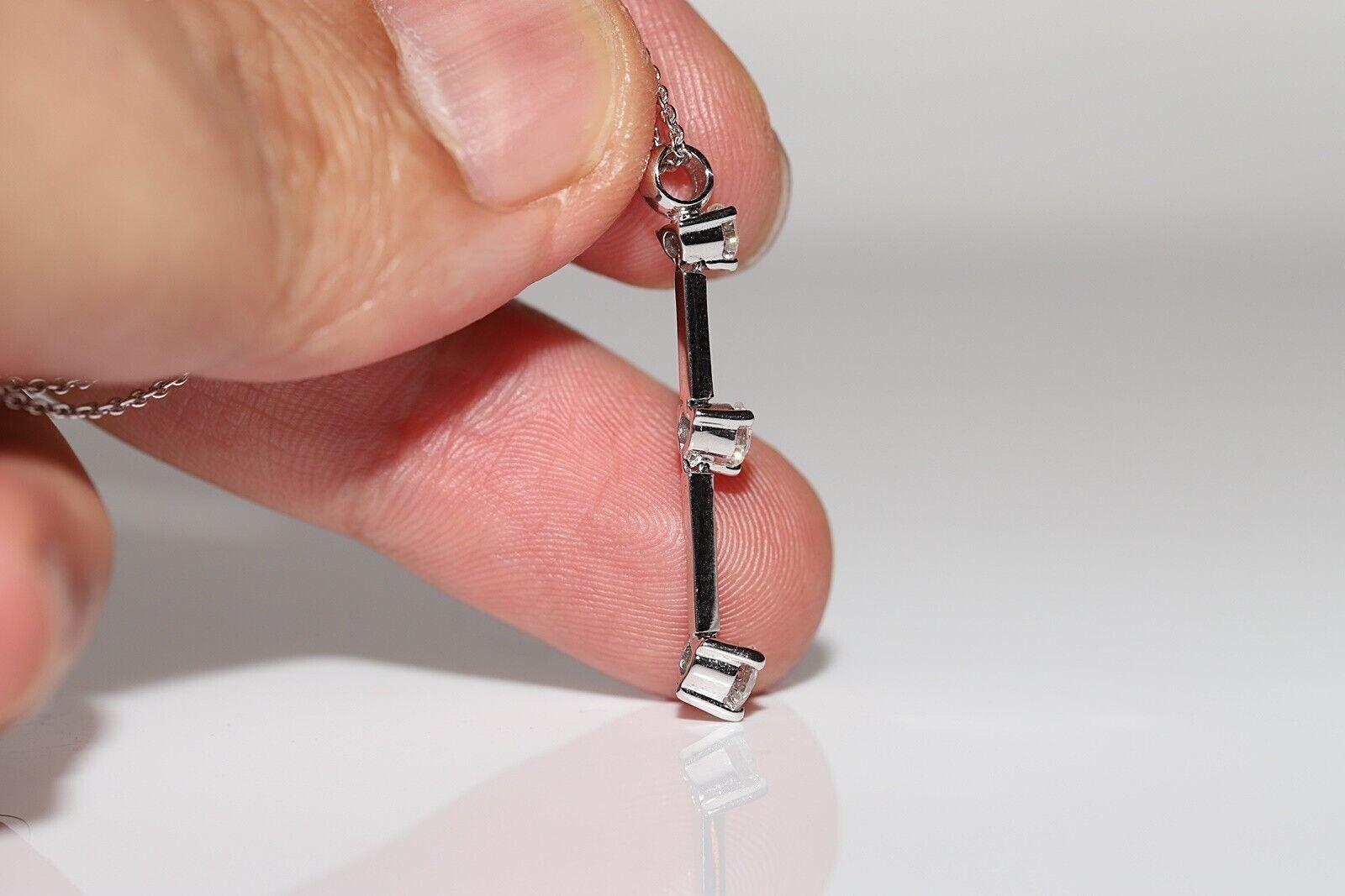 Taglio brillante Collana con ciondolo a goccia decorato con diamanti naturali in oro bianco 18 carati in vendita