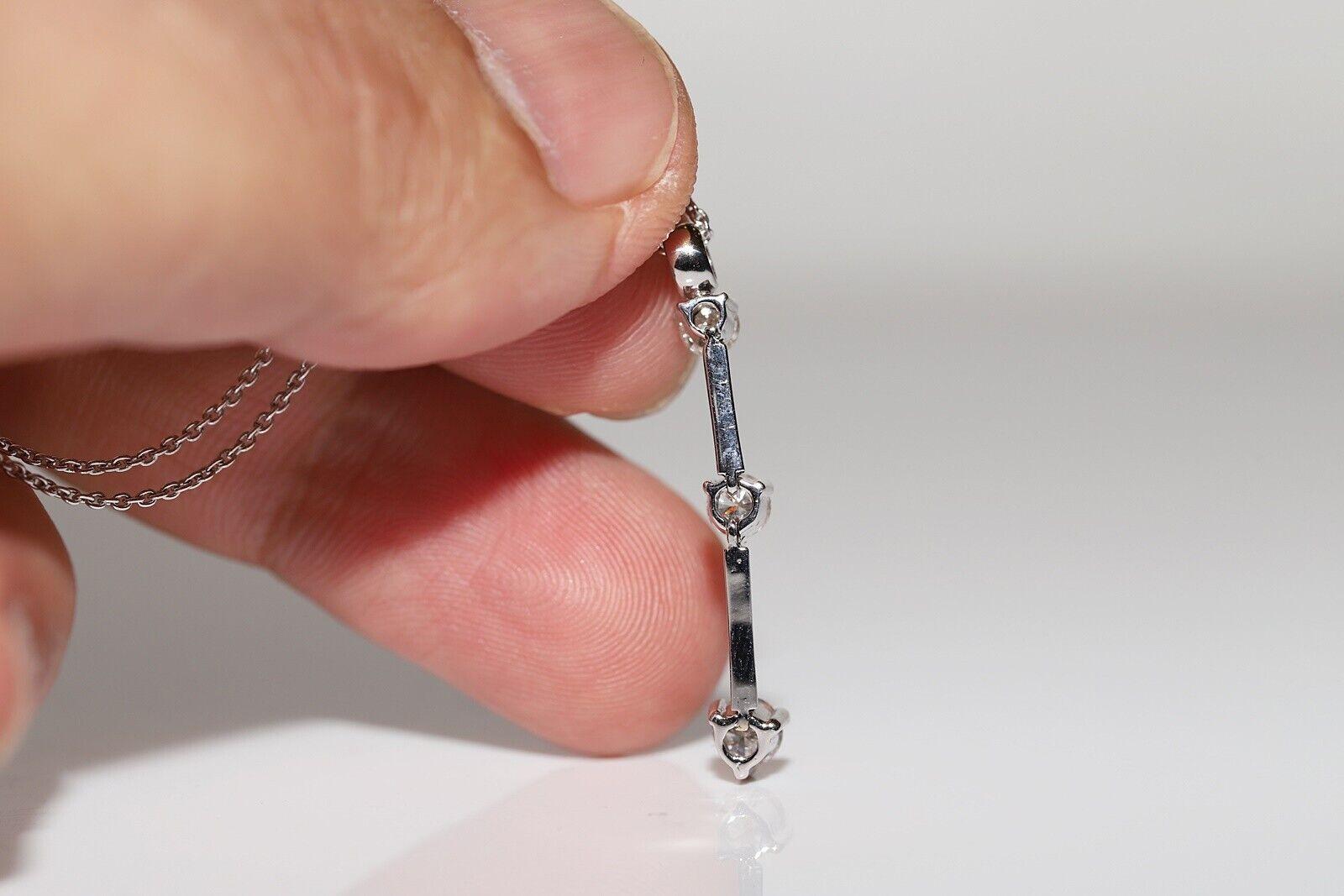 Collana con ciondolo a goccia decorato con diamanti naturali in oro bianco 18 carati In condizioni buone in vendita a Fatih/İstanbul, 34