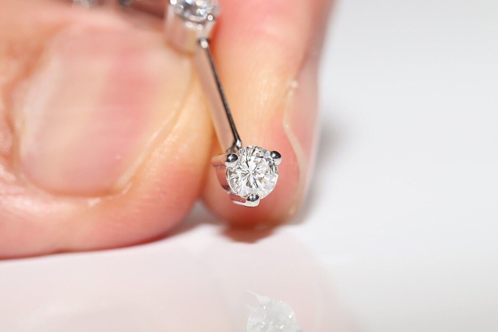 Collana con ciondolo a goccia decorato con diamanti naturali in oro bianco 18 carati in vendita 1