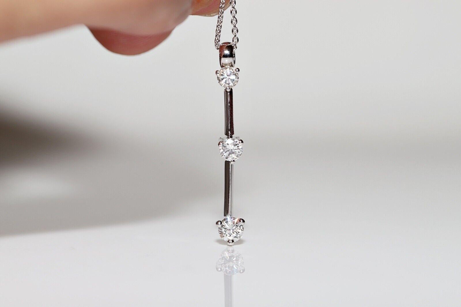 Collana con ciondolo a goccia decorato con diamanti naturali in oro bianco 18 carati in vendita 2