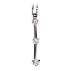 18k White Gold Natural Diamond Decorated Drop Pendant Necklace
