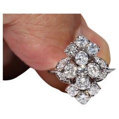 18k White  Gold Natural Diamond Decorated Navette Ring