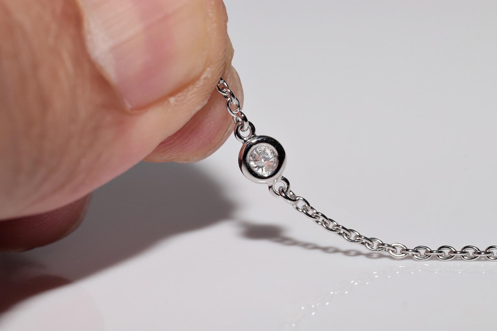 Collier décoré de diamants naturels en or blanc 18k en vente 5