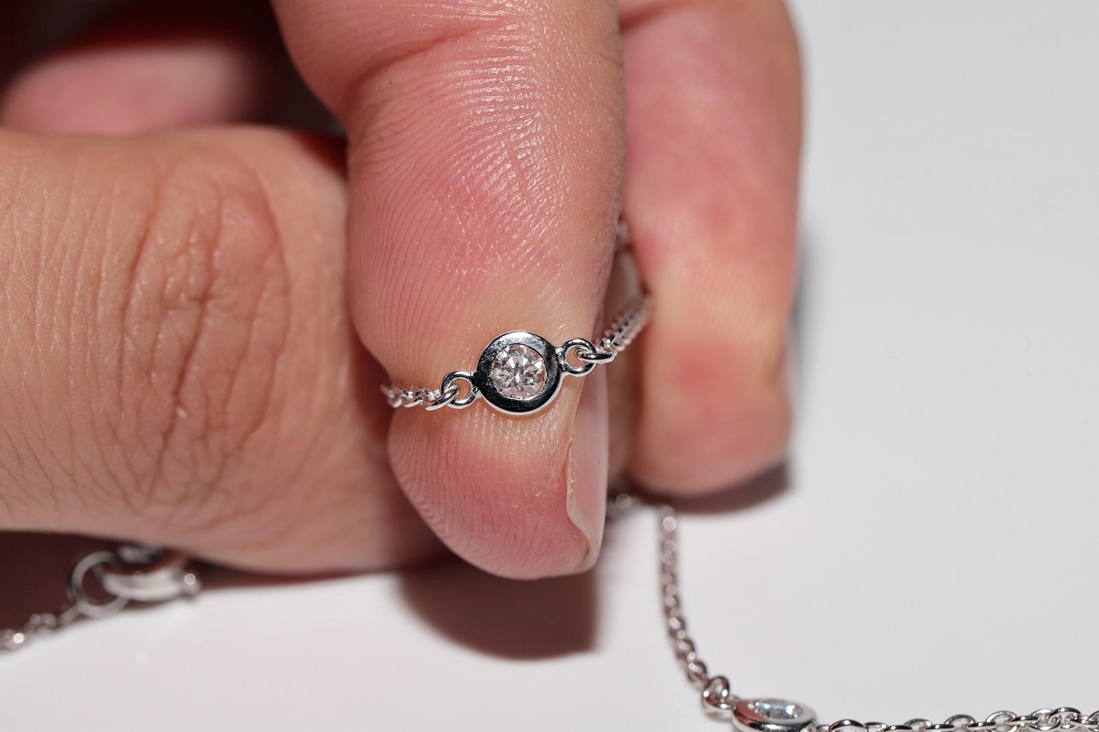 Collier décoré de diamants naturels en or blanc 18k en vente 6