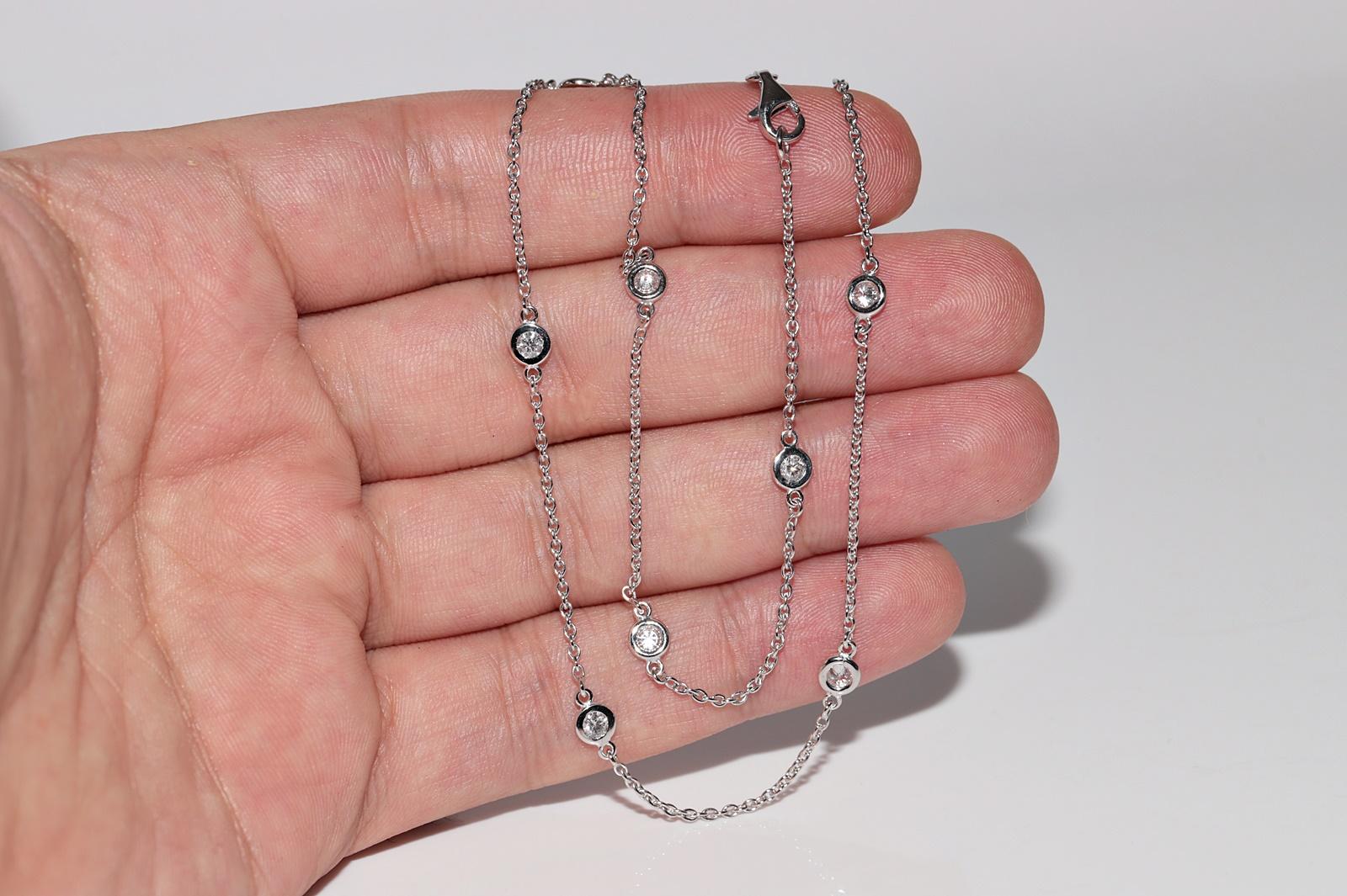 Collier décoré de diamants naturels en or blanc 18k en vente 8