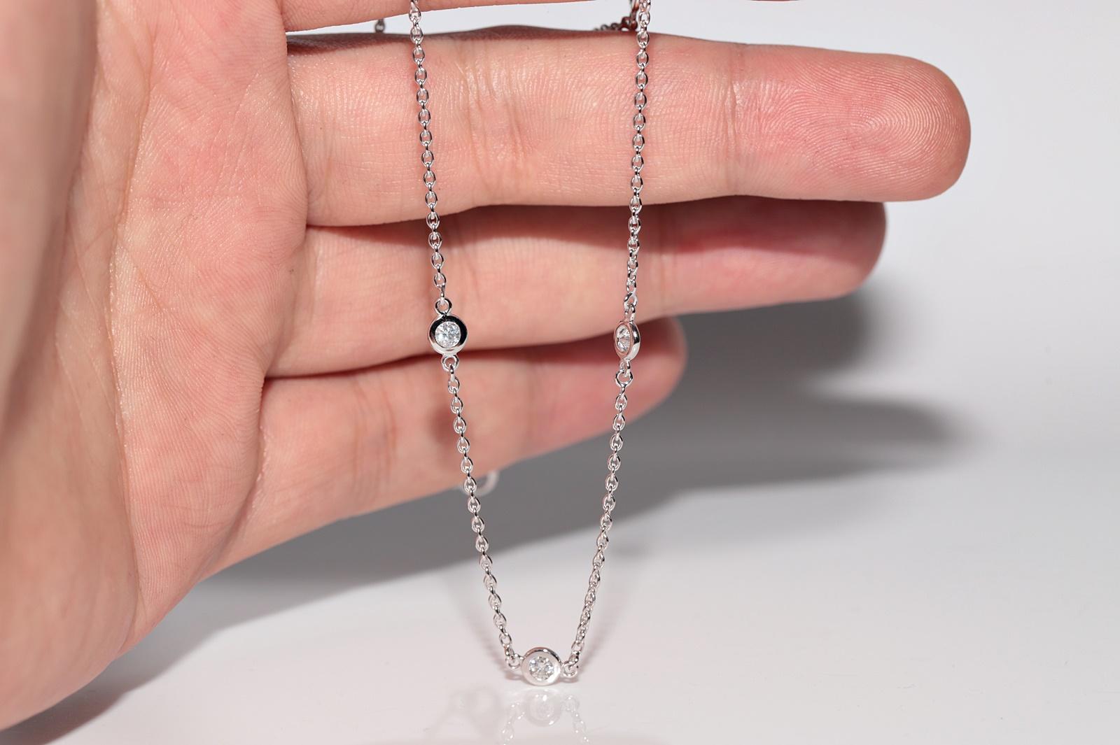 Collier décoré de diamants naturels en or blanc 18k Pour femmes en vente