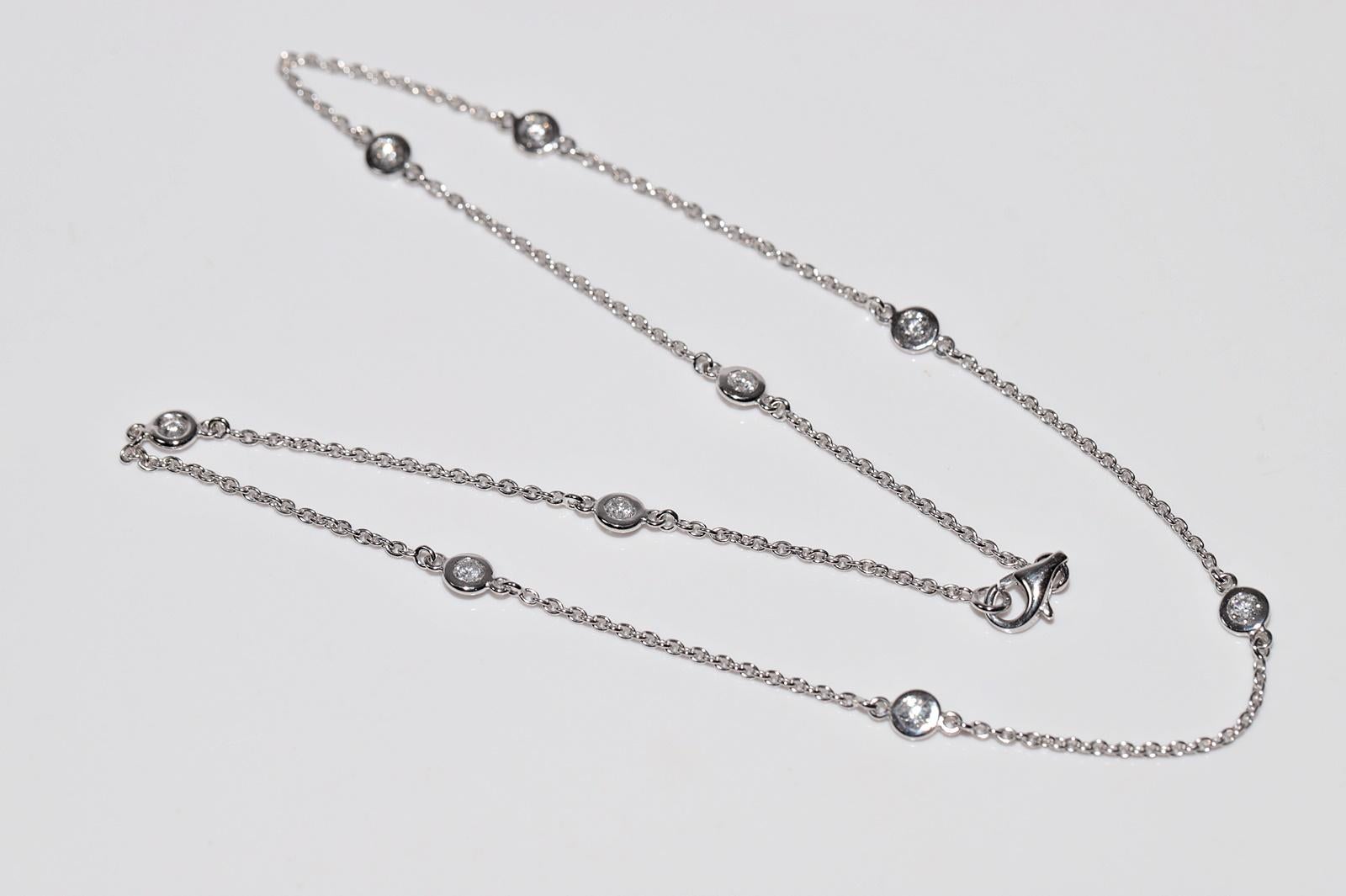 Collier décoré de diamants naturels en or blanc 18k en vente 2