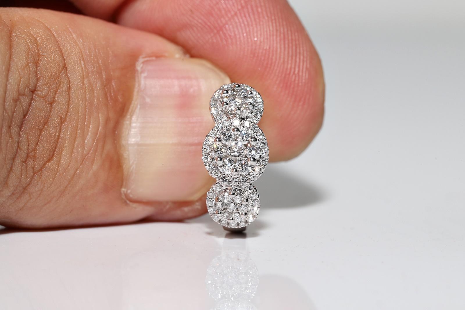 18k White  Gold Natural Diamond Decorated Pretty Earring In Excellent Condition For Sale In Fatih/İstanbul, 34