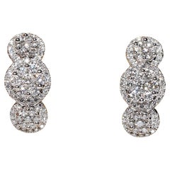 18k White  Gold Natural Diamond Decorated Pretty Earring 
