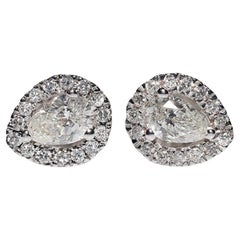 18k White Gold Natural Diamond Decorated Pretty Earring