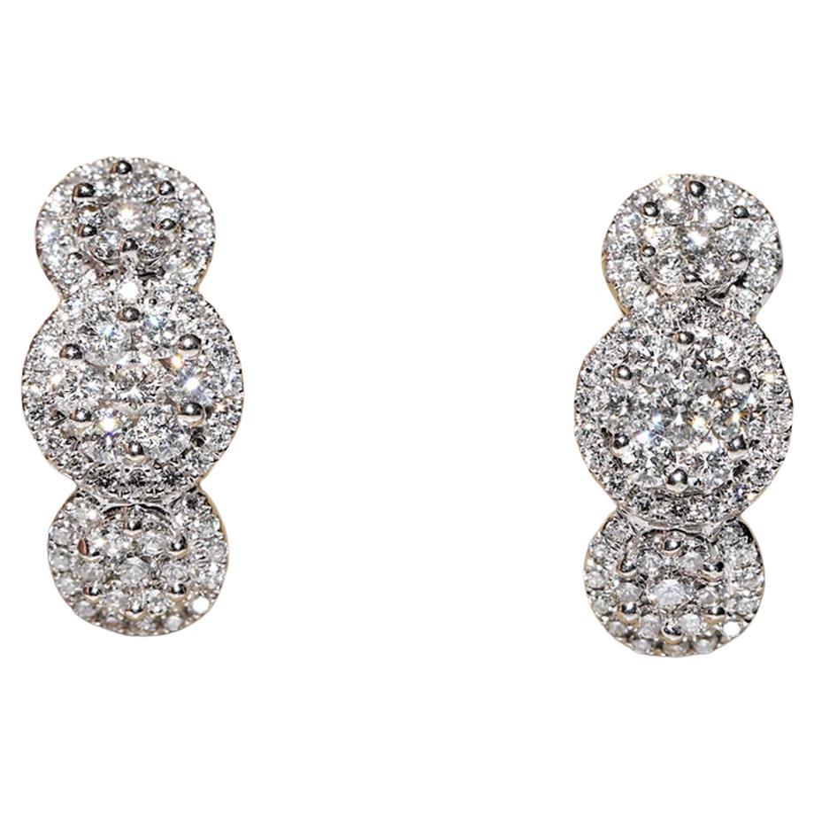 18k Weiß  Gold Natürlicher Diamant Dekorierter hübscher Ohrring im Angebot