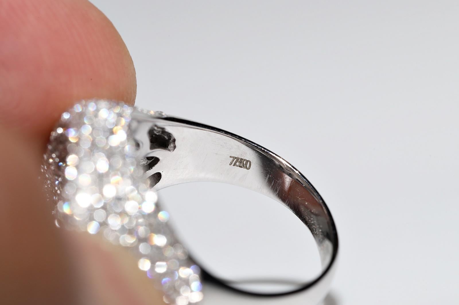 Anello forte decorato con diamanti naturali in oro bianco 18 carati in vendita 9