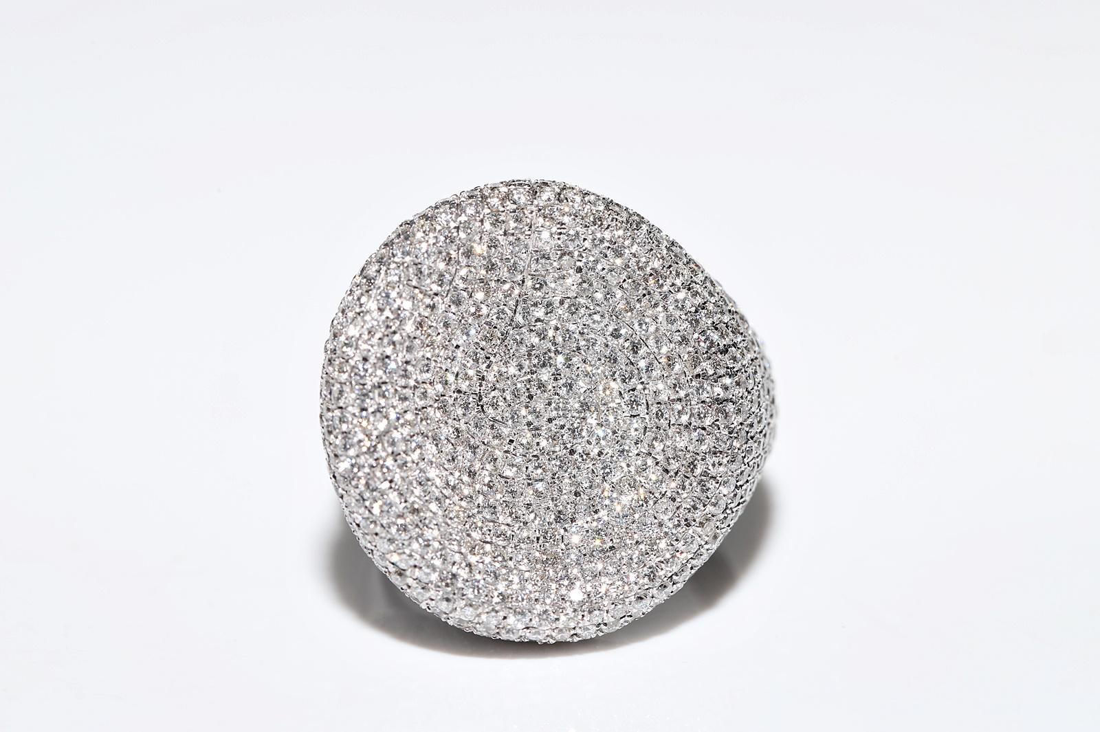 Anello forte decorato con diamanti naturali in oro bianco 18 carati in vendita 2