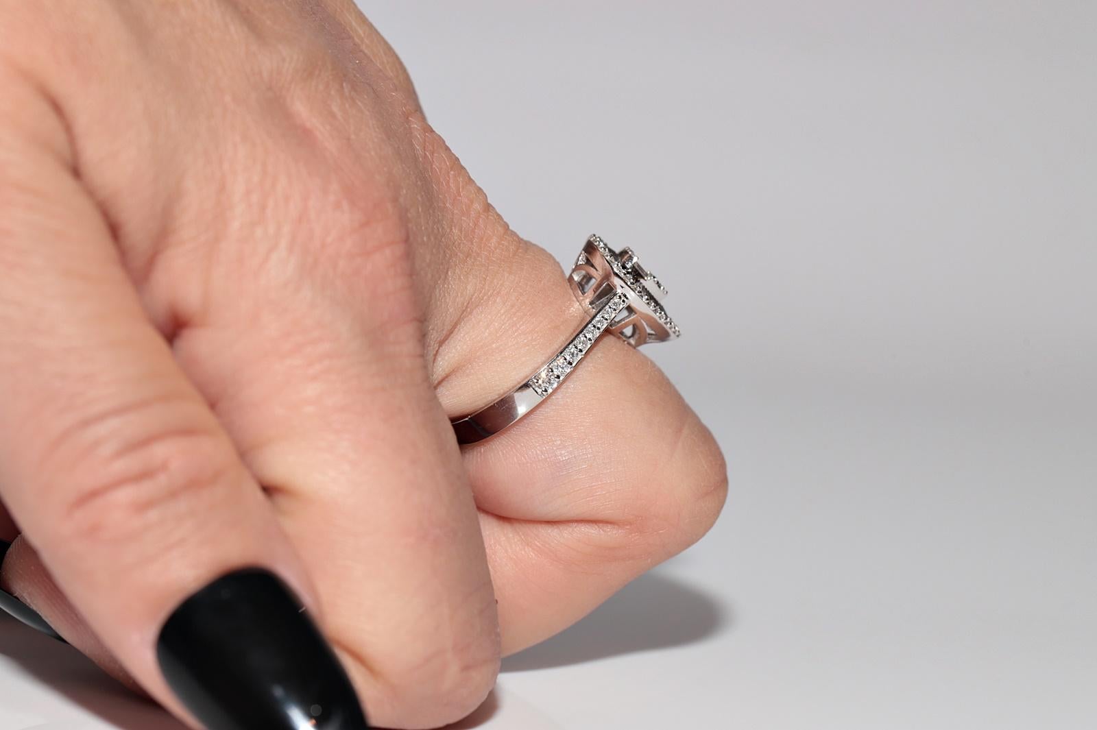 Bague de style poire décorée de diamants naturels en or blanc 18 carats Bon état - En vente à Fatih/İstanbul, 34