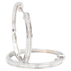 18K White Gold Natural Diamond Hoop Earring