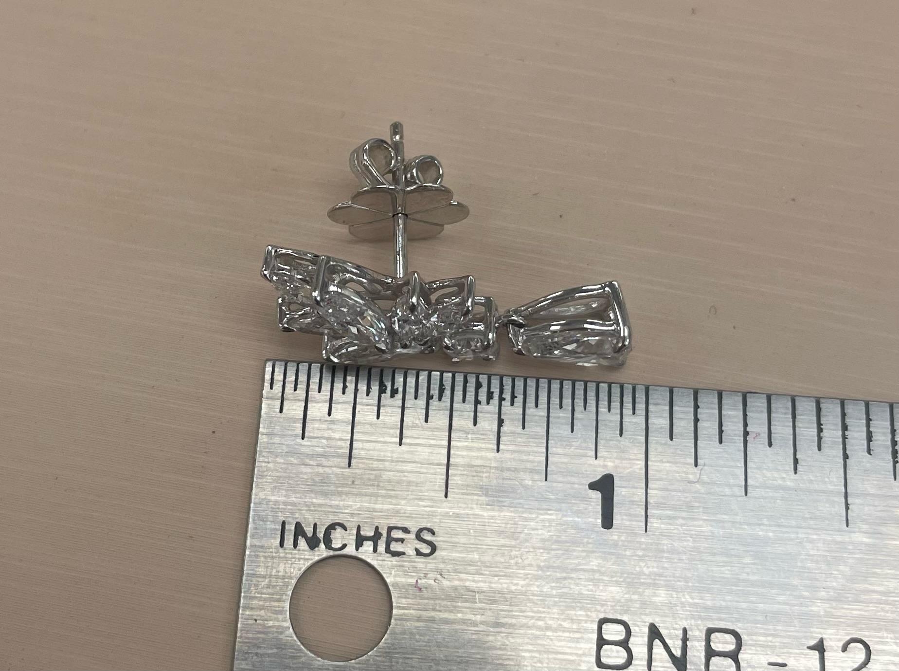 18K White Gold Natural Diamond Marquise & Pear Shape Earrings  3.62CT In New Condition For Sale In Great neck, NY