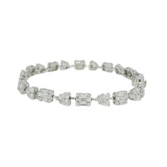 18K White Gold Natural Diamond Mosaic Multi-Shape Station Bracelet In Stock