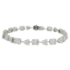 18K White Gold Natural Diamond Mosaic Multi-Shape Station Bracelet In Stock