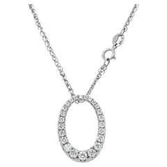 Collana con ciondolo a cerchio aperto con diamanti naturali in oro bianco 18K 0,65 CTW