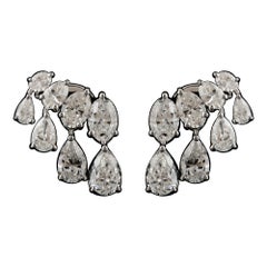 Pendientes colgantes de oro blanco de 18 quilates con diamantes naturales talla oval y pera Regalo