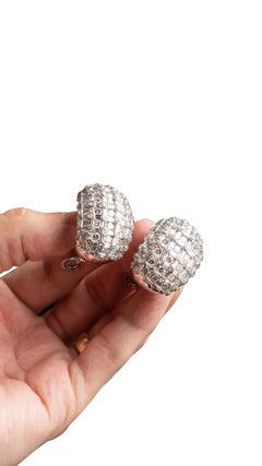 18k White Gold Natural Diamond Round and Baguette Large Huggy Earrings - 20CTW