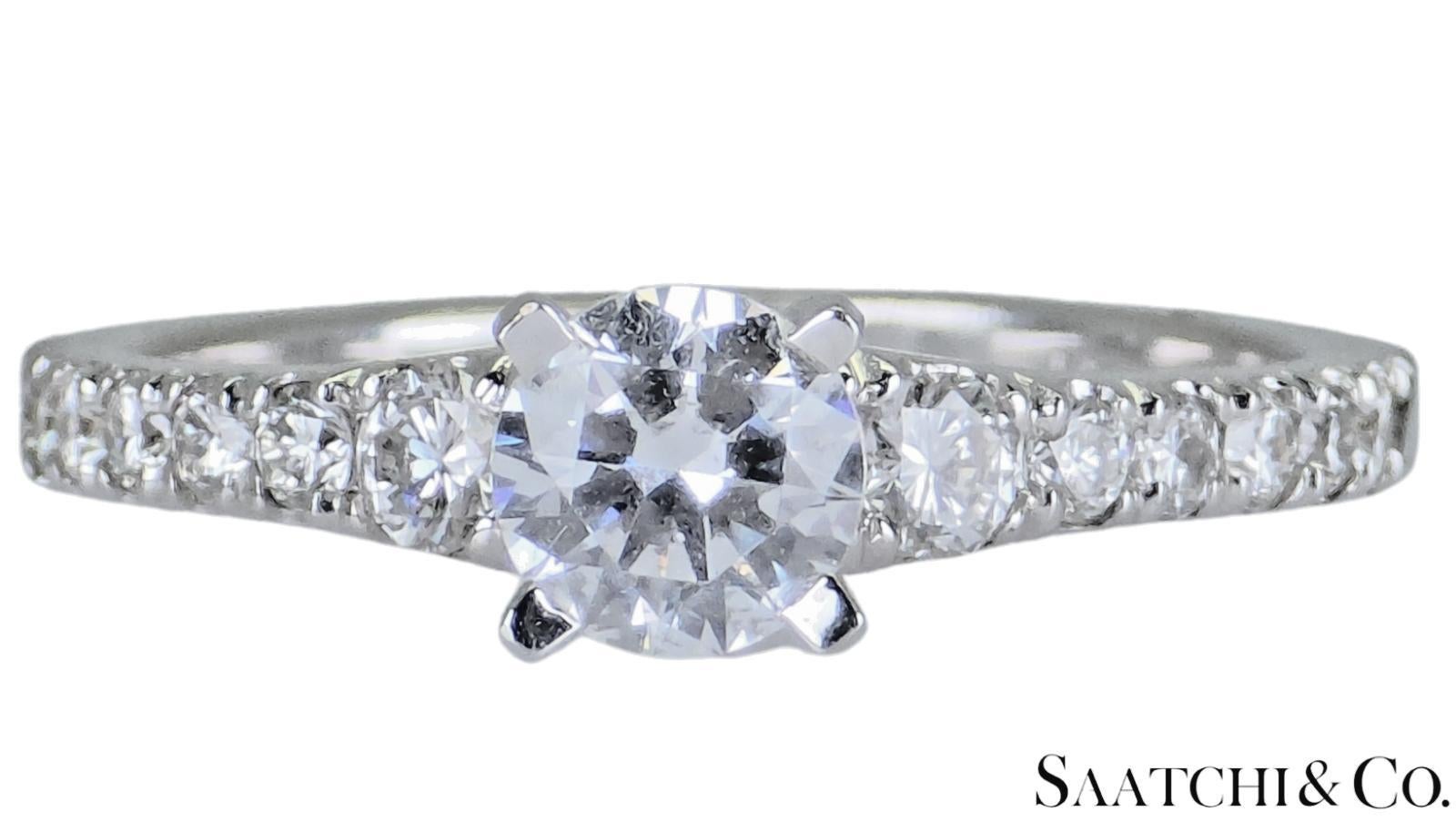 18K Weißgold - Natürlicher Diamant Solitär Ring Verlobung/Jahrestag/Hochzeit im Angebot 1