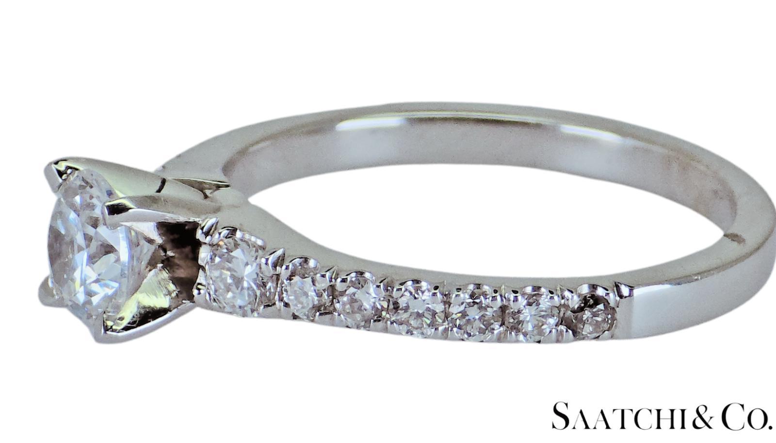 18K Weißgold - Natürlicher Diamant Solitär Ring Verlobung/Jahrestag/Hochzeit im Angebot 2