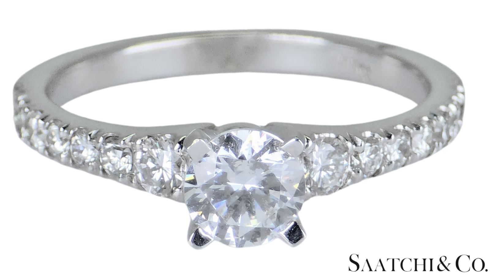 18K Weißgold - Natürlicher Diamant Solitär Ring Verlobung/Jahrestag/Hochzeit im Angebot 3