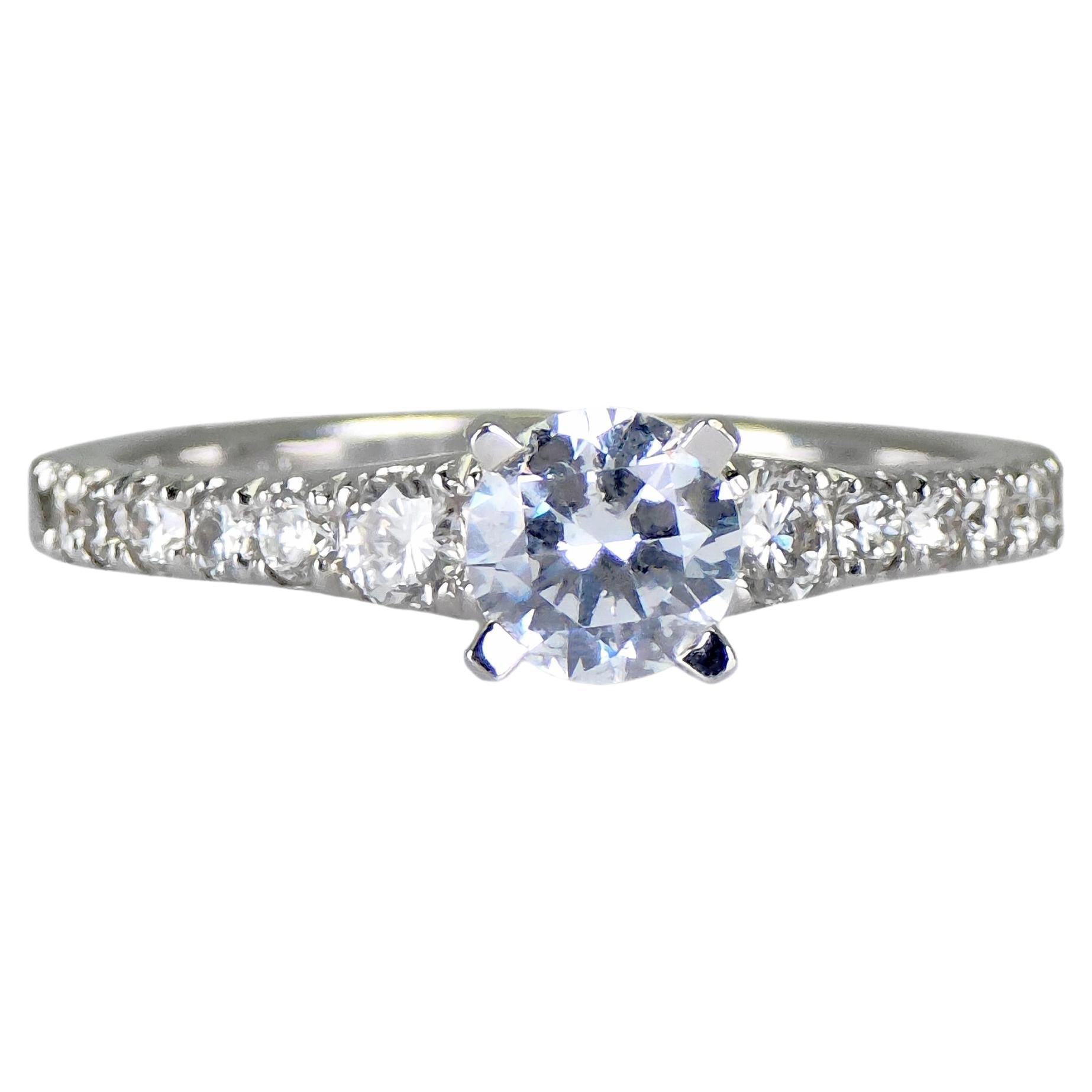 18K Weißgold - Natürlicher Diamant Solitär Ring Verlobung/Jahrestag/Hochzeit im Angebot