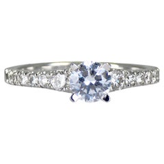 18K Weißgold - Natürlicher Diamant Solitär Ring Verlobung/Jahrestag/Hochzeit