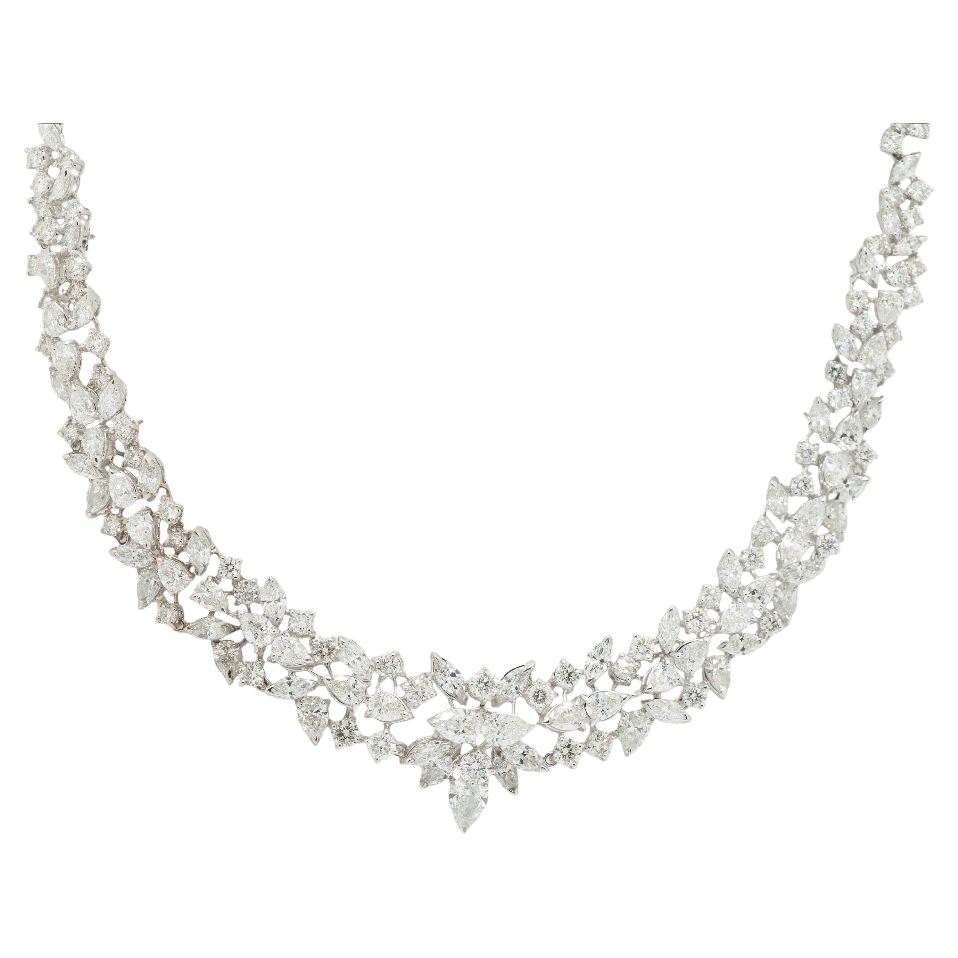 18k White Gold Natural Diamond Vine Necklace
