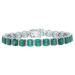 18k white gold natural emerald tennis bracelet Diamond bracelet gold jewelry