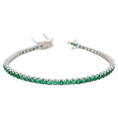 18K White Gold Natural Emerald Tennis Bracelet