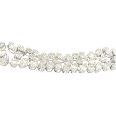 18K White Gold Natural Fancy Shape Diamond Multi-Row Mosaic Bracelet In Stock