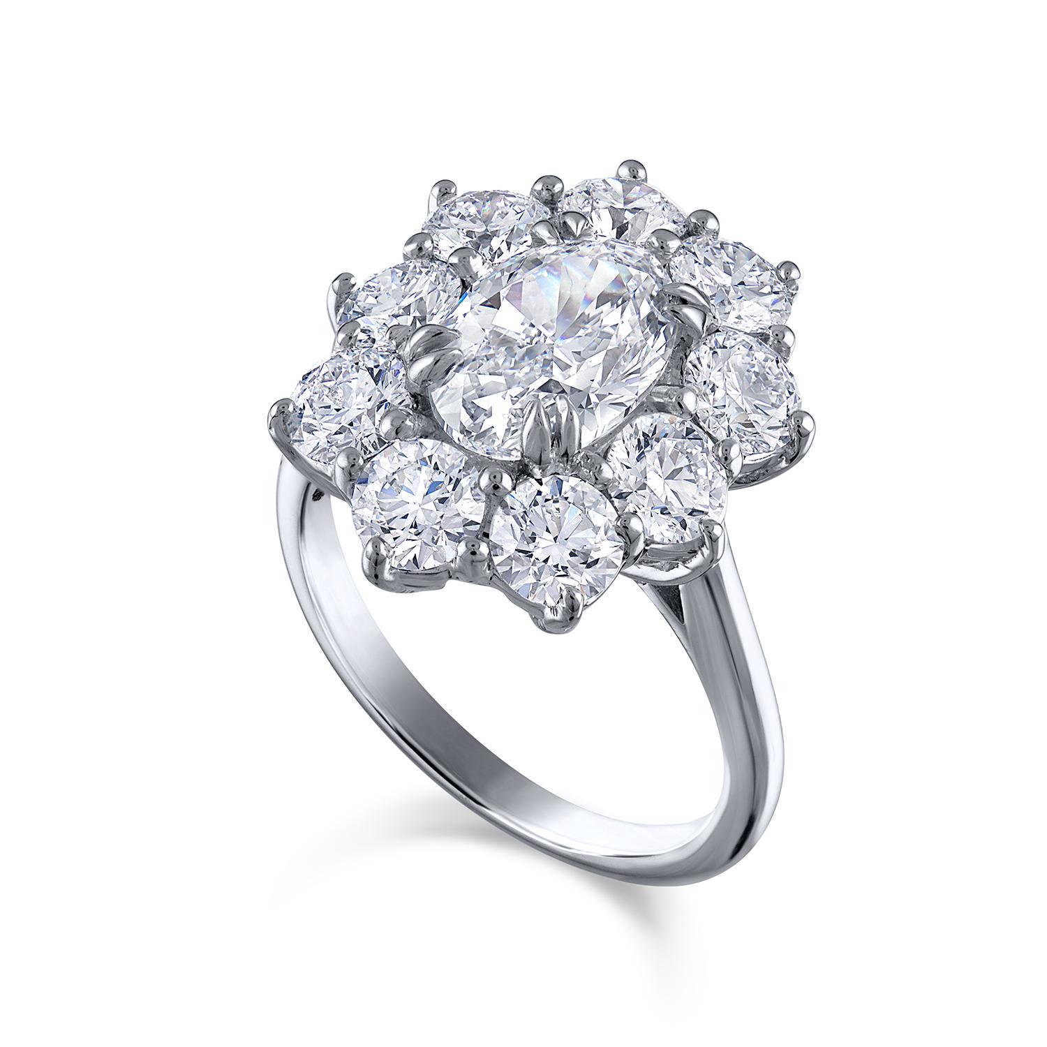 Oval Cut Natural Flawless Brilliant Diamond Halo Ring